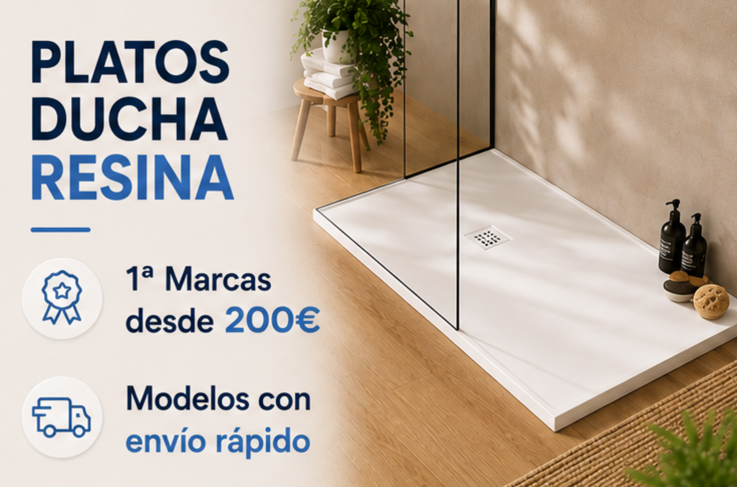 Platos de ducha de resina a medida